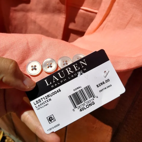 NWT Men's Lauren Ralph Lauren Ultraflex 100% Linen Lassiter Coral Blazer - Picture 11 of 16